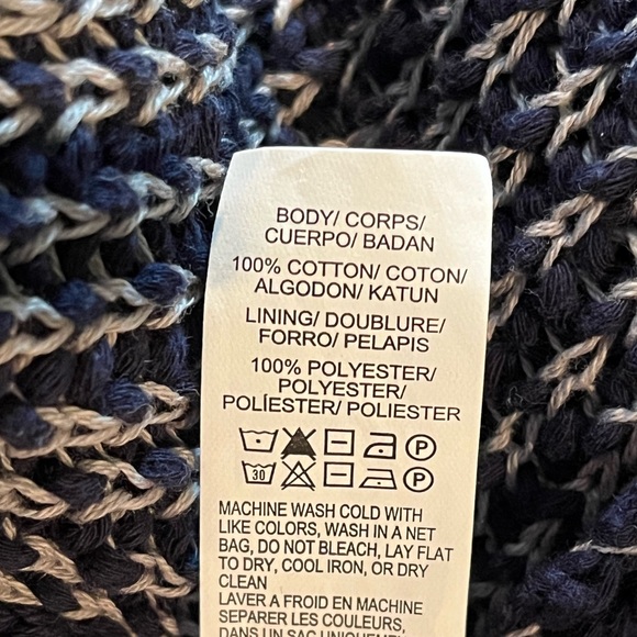LUCKY BRAND Knitted Sleeveless Top in Navy Blue & White Sz M - Picture 5 of 5